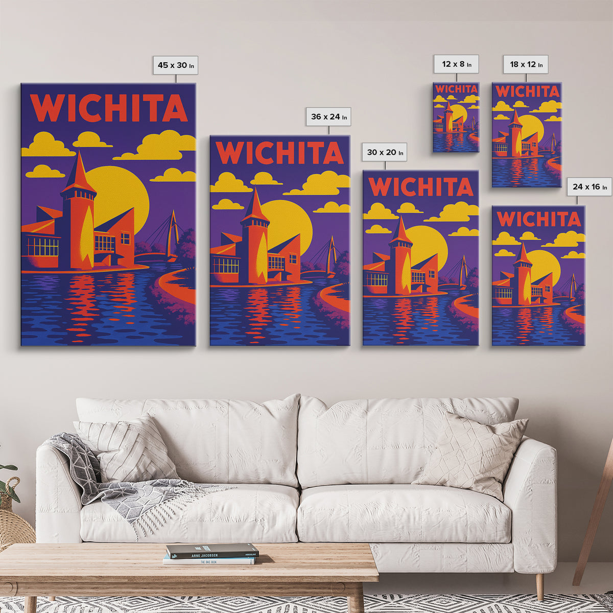 Wichita Travel Poster, Canvas Print, High Contrast City Poster, Wichita City Art, Vintage Travel Art, Travel Wall Art, Fine Art Print