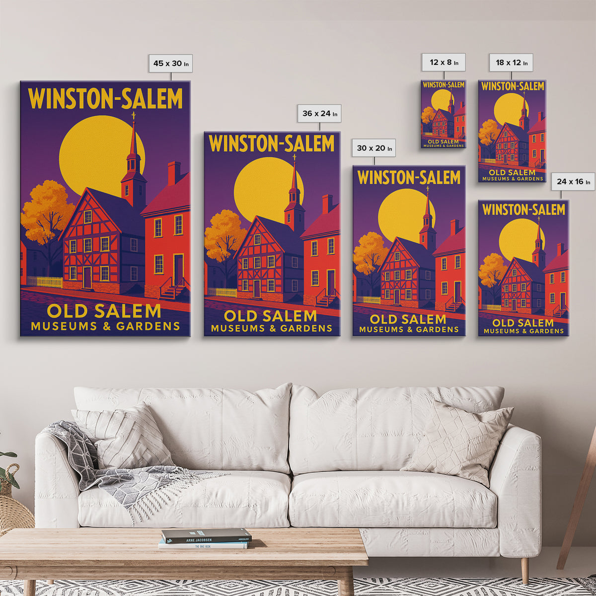 Winston Salem North Carolina Travel Poster, Canvas Print, High Contrast City Poster, Winston Salem Poster Print, Wall Decor, Wall Art