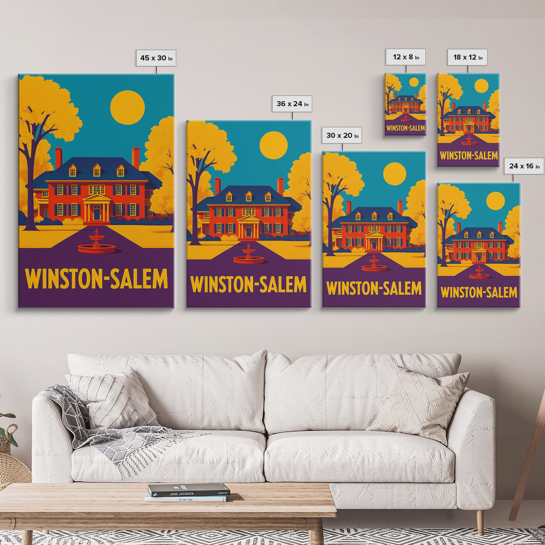 Winston Salem Travel Poster, Canvas Print, Colorful Graphic Wall Art, Winston Salem Travel Art, Travel Poster Set, Modern Wall Decor