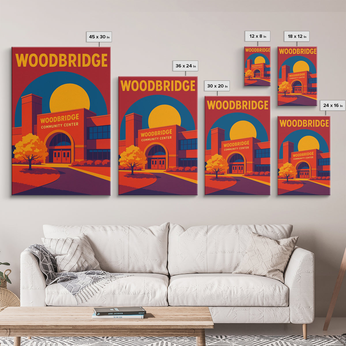Woodbridge Virginia Travel Poster, Canvas Print, High Contrast City Poster, Woodbridge Art Print, City Illustration, Mid Century Wall Art