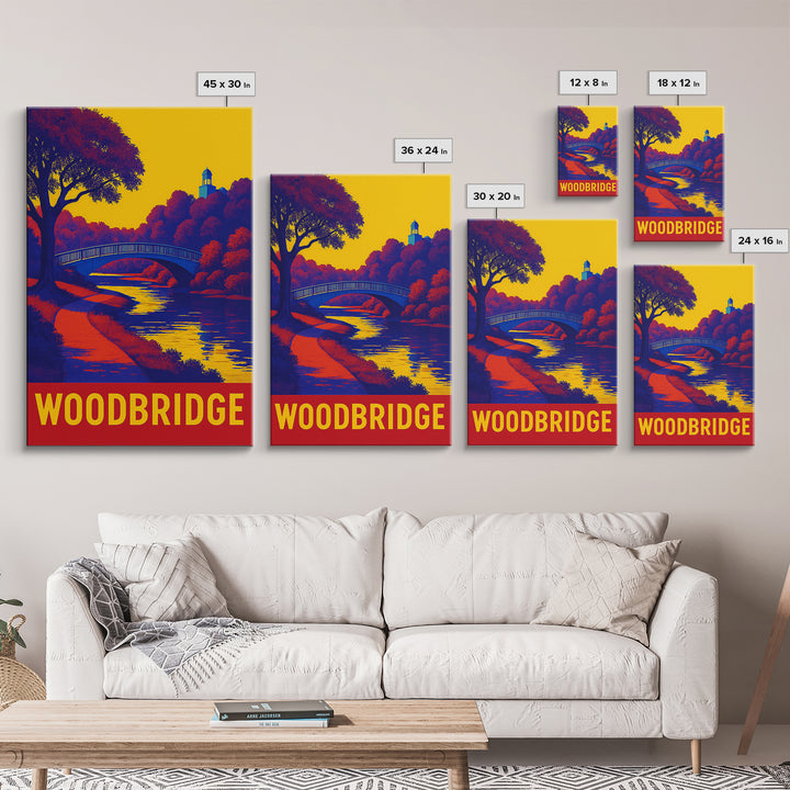 Woodbridge Travel Poster, Canvas Print, Bold Pop Art Poster, Woodbridge Poster Print, Vintage City Poster, Vintage City Art, Poster Art