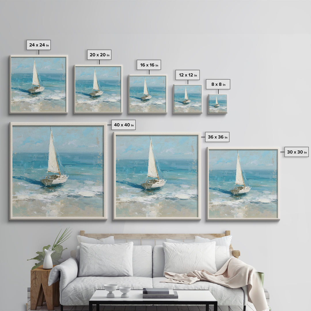 Sailboat on a Breezy Summer Horizon Canvas Print, Patio Art, Outdoor Wall Decor, Patio Decor, Fine Art, Outdoor, Yard Decor, PAT-1x1-15