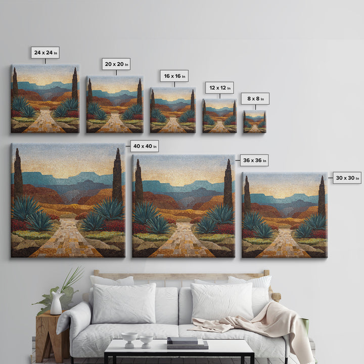 Desert Patio Agave and Bougainvillea Canvas Print, Patio Art, Yard Decor, Patio Decor, Fine Art, Outdoor, Luxury Decor, PAT-1x1-17