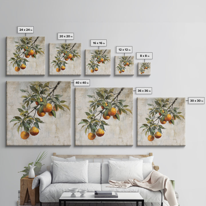 Orange Tree Branch Canvas Print, Patio Art, Coastal Wall Decor, Patio Decor, Fine Art, Outdoor, Gallery Decor, Neutral Decor, PAT-1x1-22