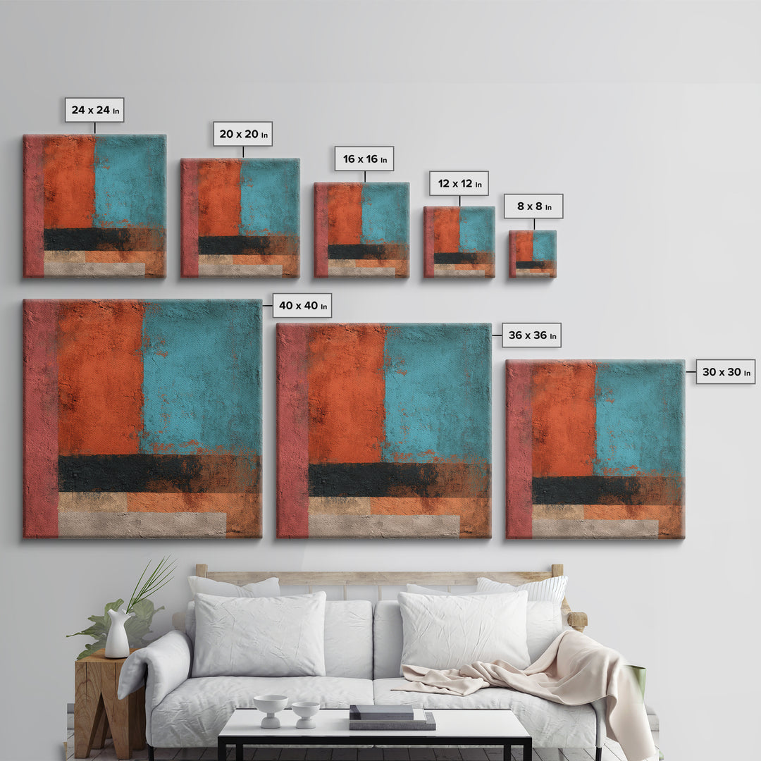 Bright Coral and Turquoise Abstract for Outdoors Canvas Print, Patio Art, Outdoor Wall Art, Patio Decor, Abstract Art, Outdoor, PAT-1x1-36