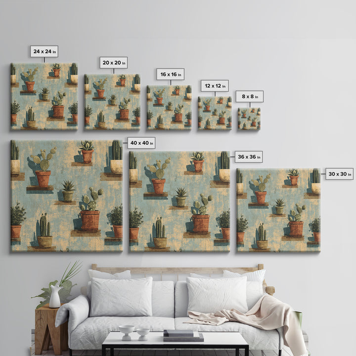 Cactus and Agave Framed Canvas Print, Patio Art, Patio Decor, Fine Art, Outdoor, Gallery Decor, Neutral Decor, Modern Decor, PAT-1x1-52