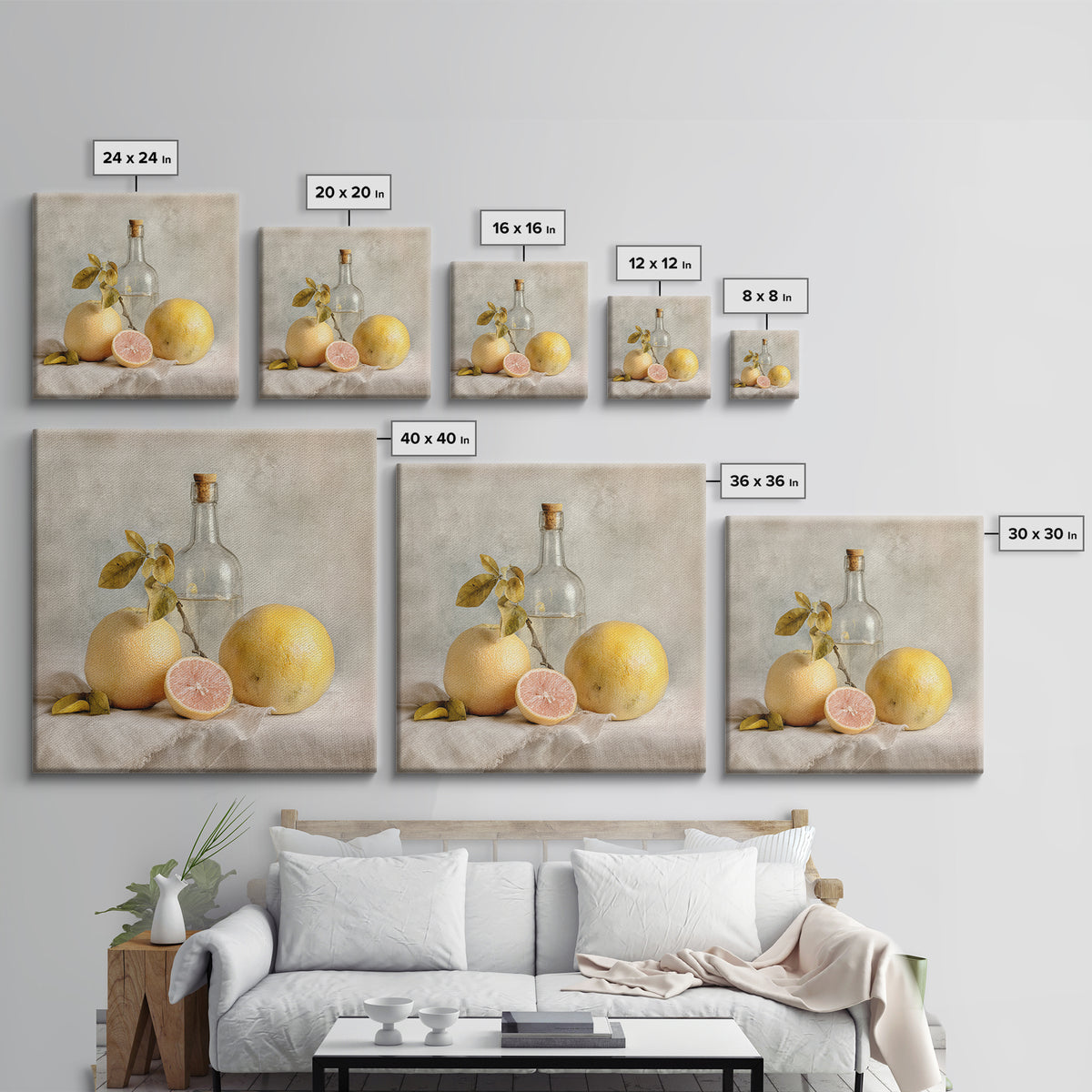 Outdoor Citrus Still Life Framed Canvas Print, Patio Art, Fine Art Print, Patio Decor, Fine Art, Outdoor, Wall Decor, PAT-1x1-53