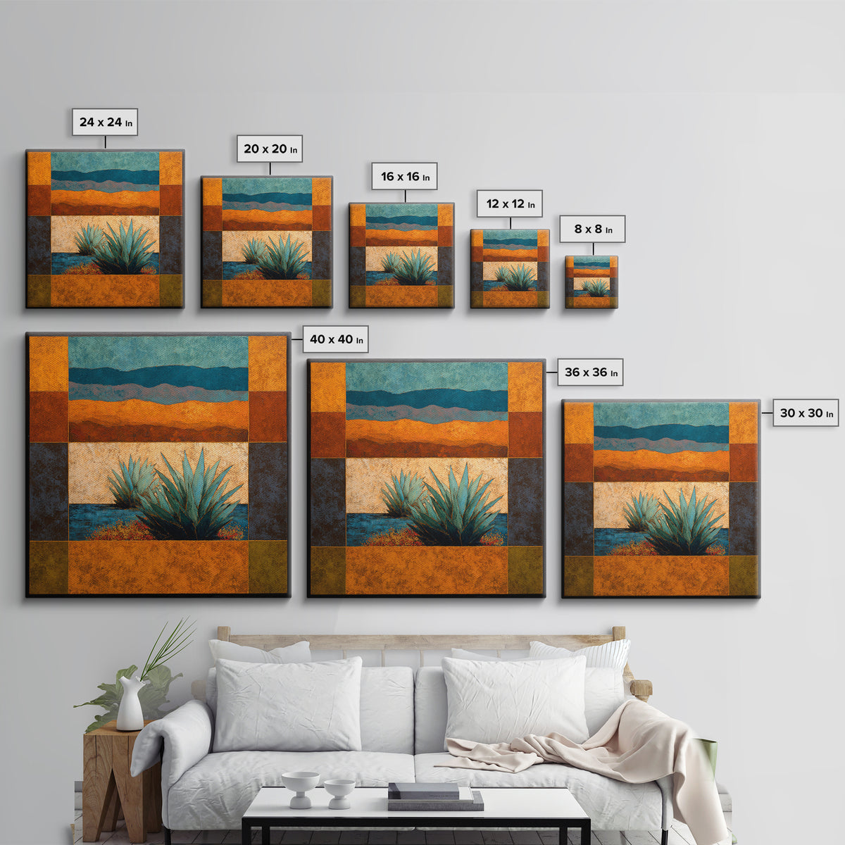 Desert Patio Agave and Bougainvillea Framed Canvas Print, Patio Art, Gallery Decor, Patio Decor, Oil Painting, Outdoor, PAT-1x1-65