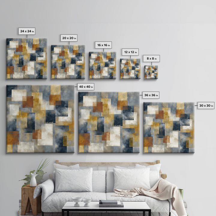 Warm Geometric Tile Pattern Framed Canvas Print, Patio Art, Yard Decor, Patio Decor, Fine Art, Outdoor, Luxury Decor, PAT-1x1-72
