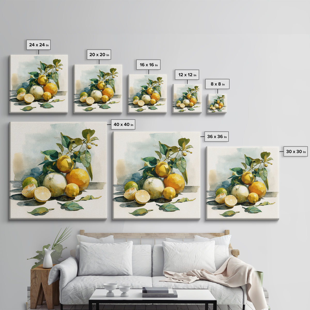 Outdoor Citrus Still Life Canvas Print, Patio Art, Room Decor, Patio Decor, Fine Art, Outdoor, Garden Art, Outdoor Wall Art, PAT-1x1-77
