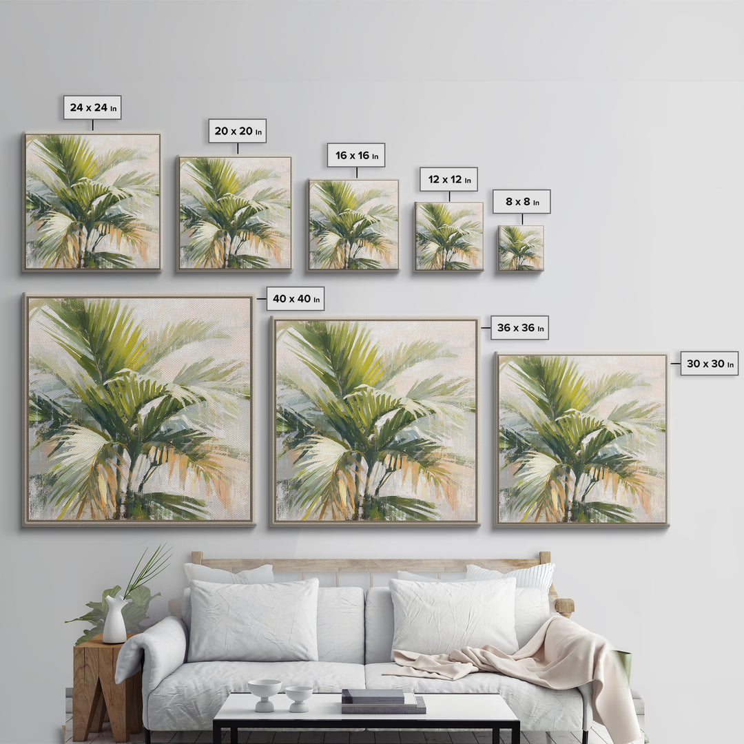 Tropical Palm Fronds Canvas Print, Patio Art, Wall Art, Patio Decor, Oil Painting, Outdoor, Outdoor Wall Decor, Floral Wall Art, PAT-1x1-97