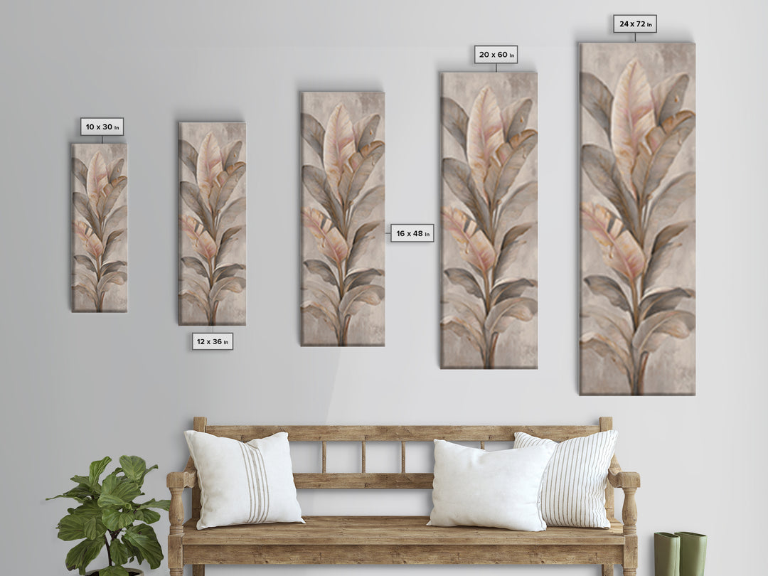 Banana Leaves with Rain Drop Details Canvas Print, Patio Art, Patio Decor, Fine Art, Outdoor, Gallery Decor, Neutral Decor, PAT-1x3-100