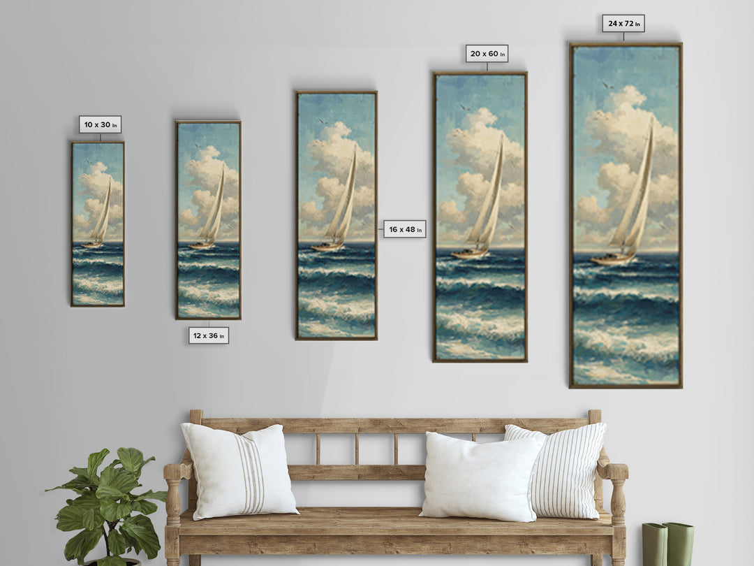 Sailboat on a Breezy Summer Horizon Canvas Print, Patio Art, Outdoor Decor, Patio Decor, Outdoor, Bar Art, Coastal Wall Decor, PAT-1x3-27