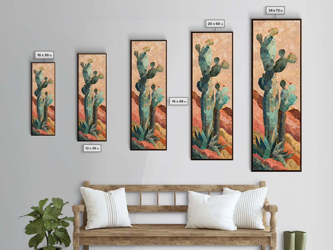 Cactus and Agave Canvas Print, Patio Art, Outdoor Decor, Patio Decor, Fine Art, Outdoor, Bar Art, Coastal Wall Decor, PAT-1x3-40