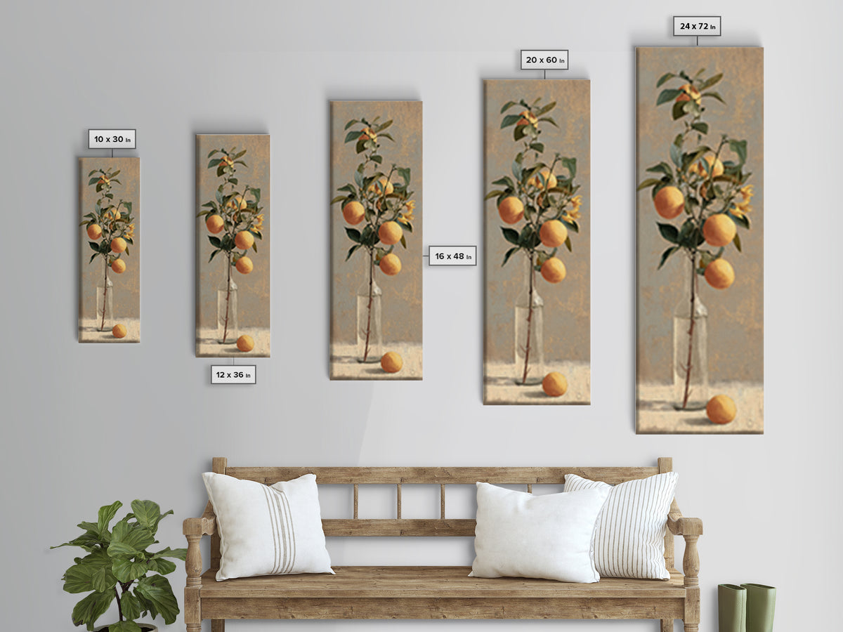 Outdoor Citrus Still Life Canvas Print, Patio Art, Patio Decor, Fine Art, Outdoor, Gallery Decor, Neutral Decor, Modern Decor, PAT-1x3-41