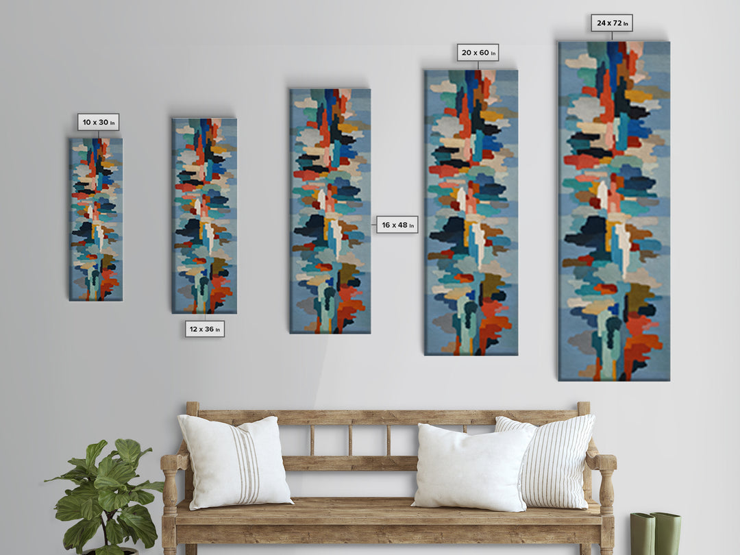 Bright Coral and Turquoise Abstract for Outdoors Canvas Print, Patio Art, Wall Art, Patio Decor, Abstract Art, Outdoor, PAT-1x3-48