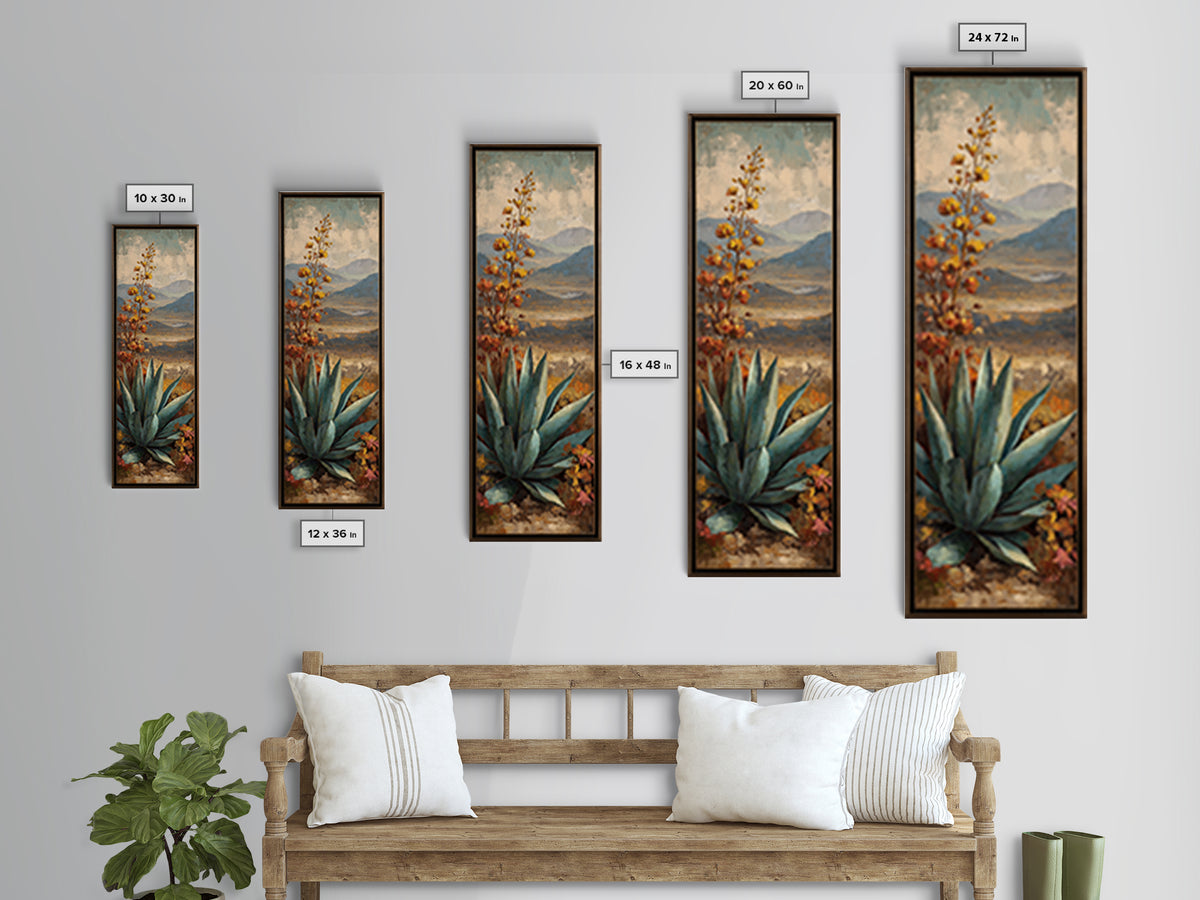 Desert Patio Agave and Bougainvillea Canvas Print, Patio Art, Family Wall Art, Patio Decor, Fine Art, Outdoor, Room Decor, PAT-1x3-5