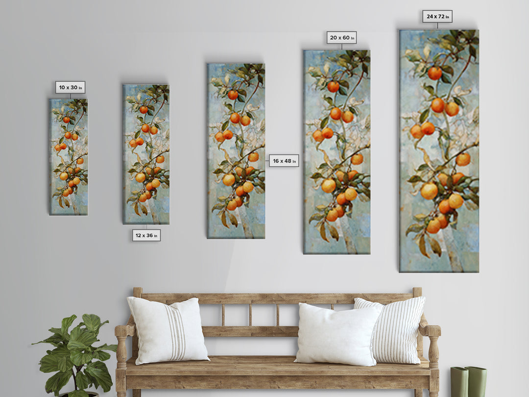 Orange Tree Branch Framed Canvas Print, Patio Art, Yard Decor, Patio Decor, Fine Art, Outdoor, Luxury Decor, Art Print, PAT-1x3-58