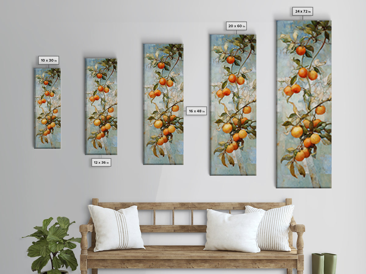 Orange Tree Branch Framed Canvas Print, Patio Art, Yard Decor, Patio Decor, Fine Art, Outdoor, Luxury Decor, Art Print, PAT-1x3-58