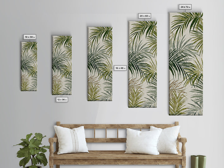 Tropical Palm Fronds Framed Canvas Print, Patio Art, Textured Painting, Patio Decor, Fine Art, Outdoor, Outdoor Wall Art, PAT-1x3-61