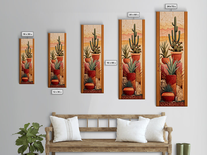 Cactus and Agave Framed Canvas Print, Patio Art, Western Decor, Patio Decor, Fine Art, Outdoor, Floral Art, Lake House Decor, PAT-1x3-64