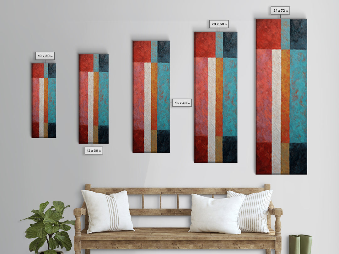 Bright Coral and Turquoise Abstract for Outdoors Canvas Print, Patio Art, Metal Art, Patio Decor, Abstract Art, Outdoor, PAT-1x3-72