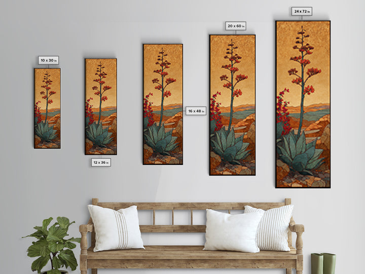 Desert Patio Agave and Bougainvillea Canvas Print, Patio Art, Art Print, Patio Decor, Fine Art, Outdoor, Garden Decor, PAT-1x3-77