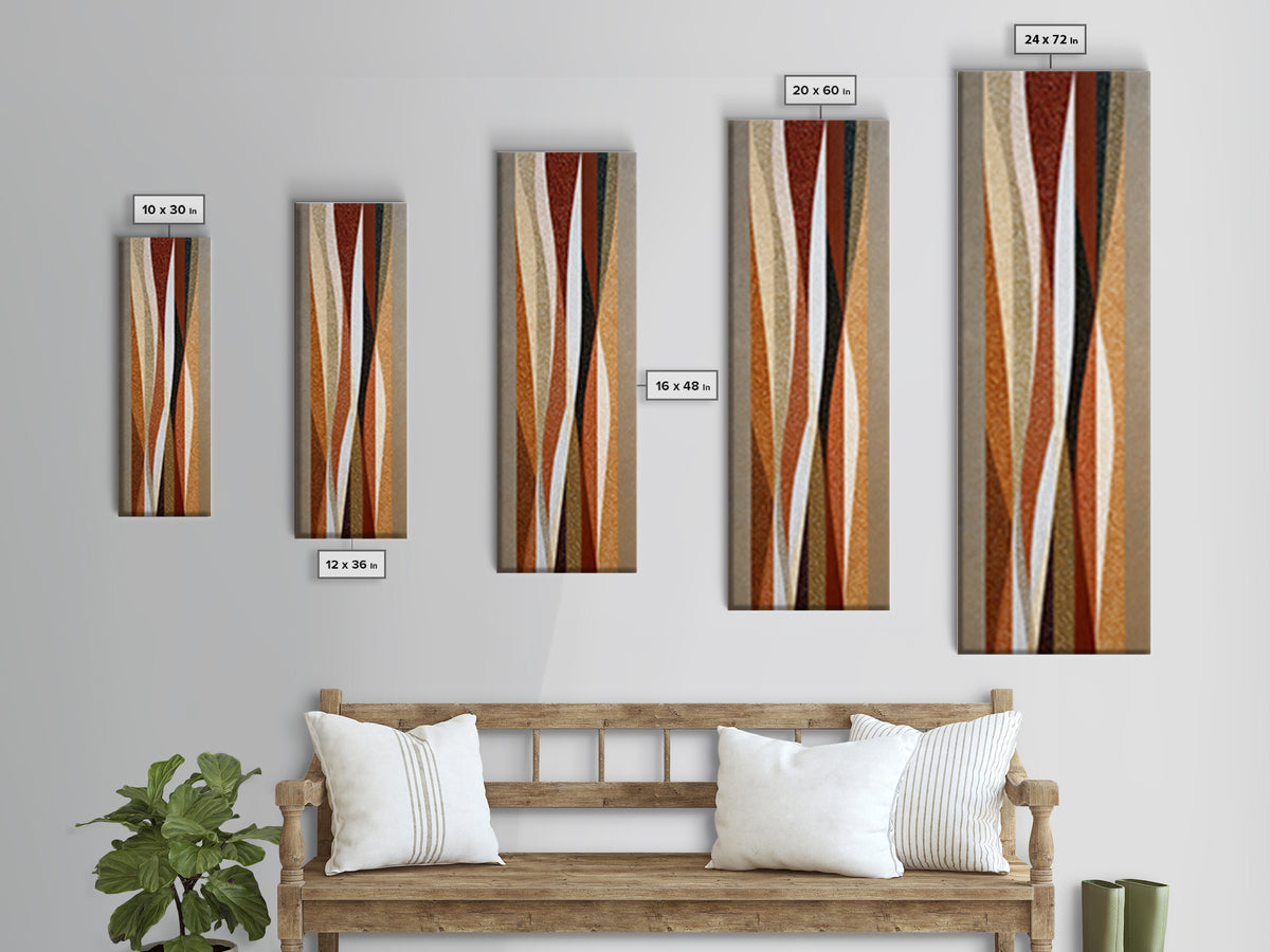 Warm Geometric Tile Pattern Framed Canvas Print, Patio Art, Outdoor Wall Art, Patio Decor, Fine Art, Outdoor, Porch Decor, PAT-1x3-84