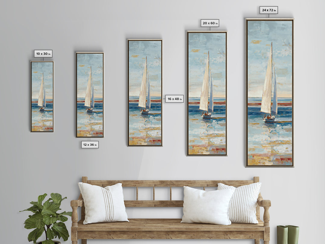 Sailboat on a Breezy Summer Horizon Canvas Print, Patio Art, Family Wall Art, Patio Decor, Fine Art, Outdoor, Room Decor, PAT-1x3-99