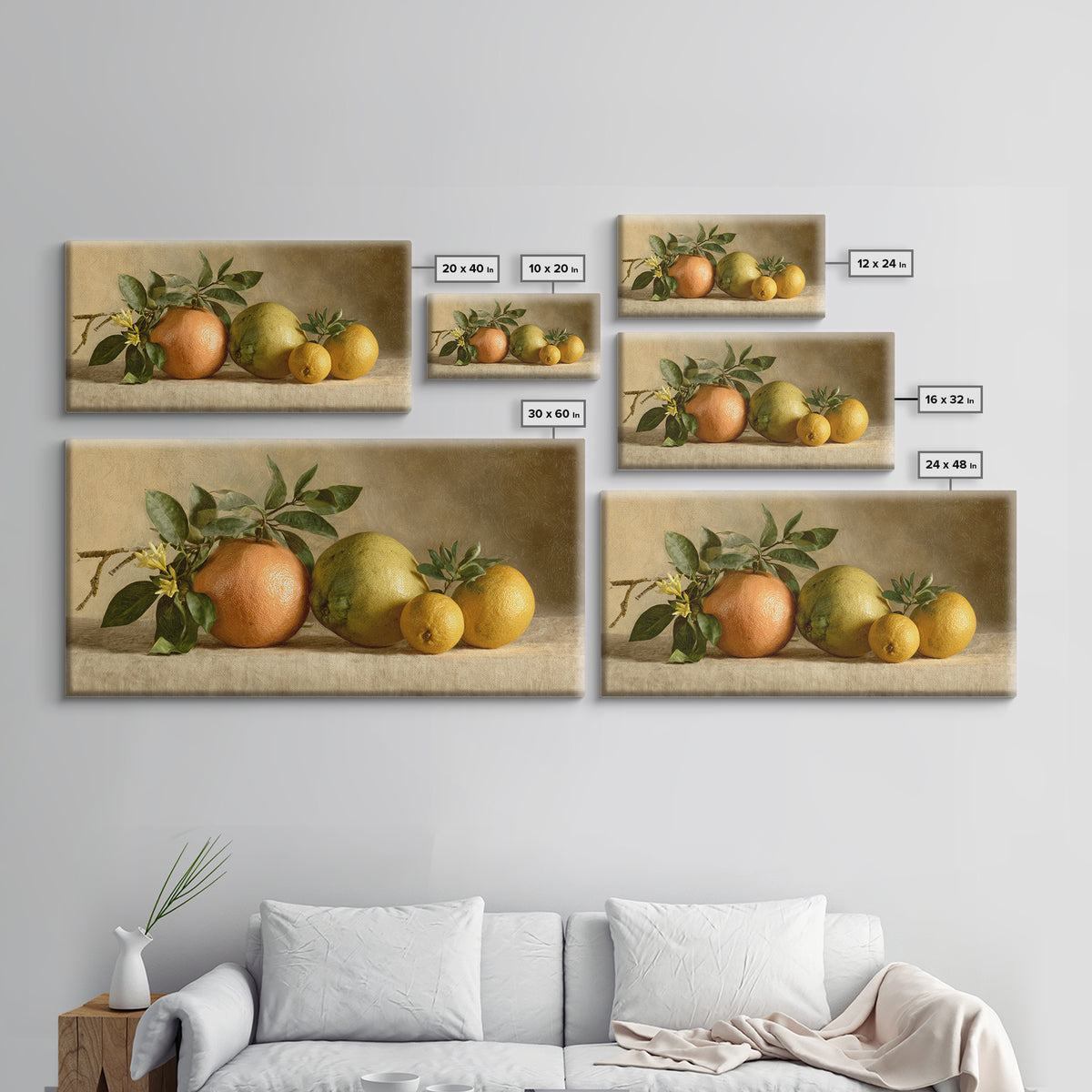 Outdoor Citrus Still Life Framed Canvas Print, Patio Art, Home Decor, Patio Decor, Fine Art, Outdoor, Floral Wall Art, PAT-2x1-1