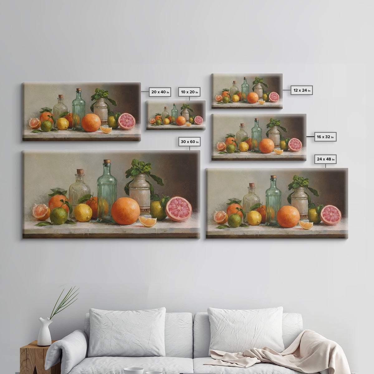 Outdoor Citrus Still Life Framed Canvas Print, Patio Art, Home Decor, Patio Decor, Fine Art, Outdoor, Floral Wall Art, PAT-2x1-25