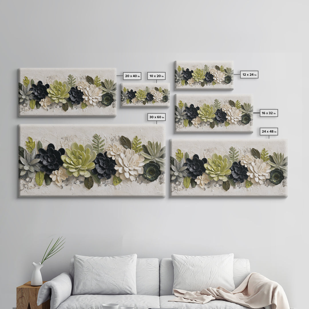 Succulent Collection in Ceramic Planters Canvas Print, Patio Art, Contemporary Art, Patio Decor, Fine Art, Outdoor, Metal Art, PAT-2x1-41