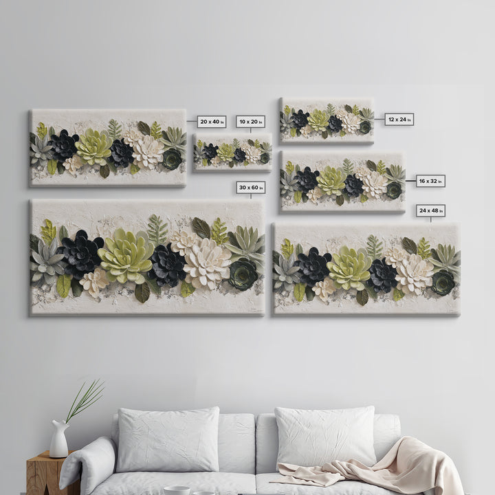 Succulent Collection in Ceramic Planters Canvas Print, Patio Art, Contemporary Art, Patio Decor, Fine Art, Outdoor, Metal Art, PAT-2x1-41