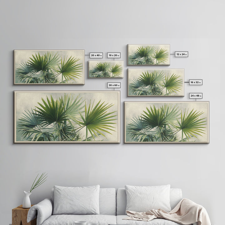 Tropical Palm Fronds Framed Canvas Print, Patio Art, Wall Hanging, Patio Decor, Fine Art, Outdoor, Beach Art, Beach House Decor, PAT-2x1-45