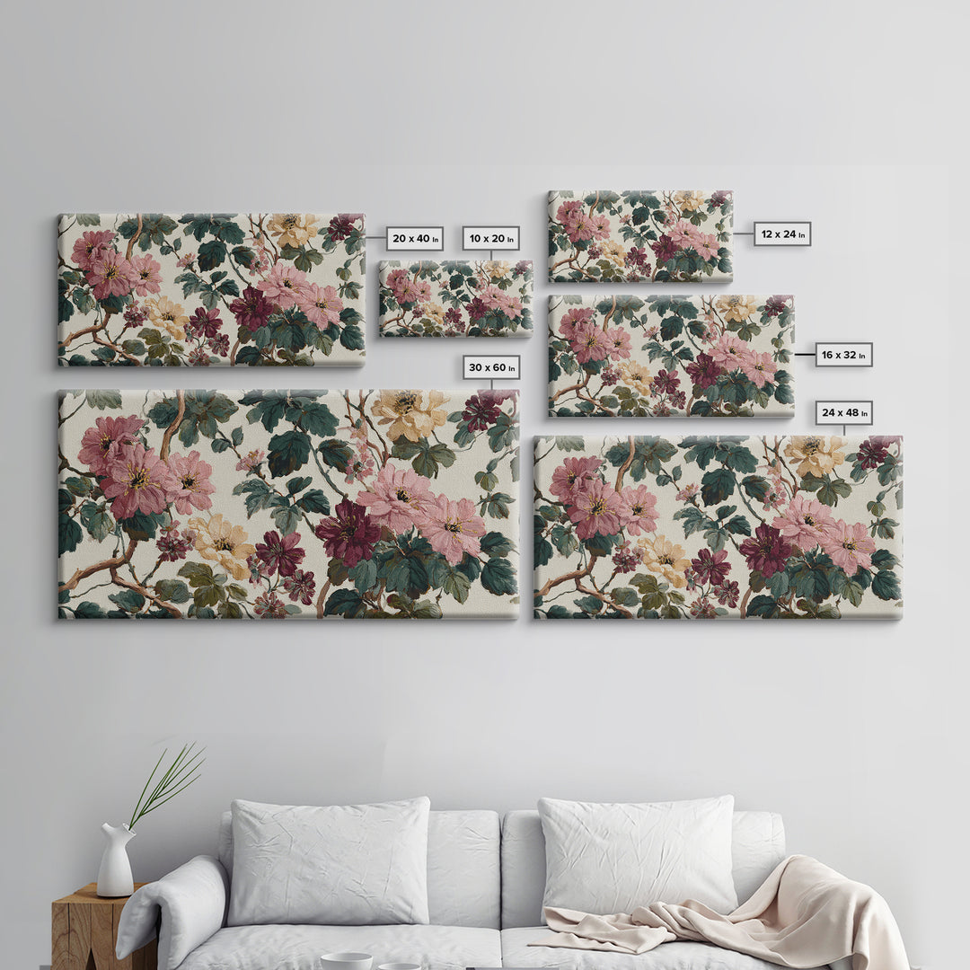 Sunset over Garden Flowers and Vines Framed Canvas Print, Patio Art, Outdoor Wall Decor, Patio Decor, Fine Art, Outdoor, PAT-2x1-51