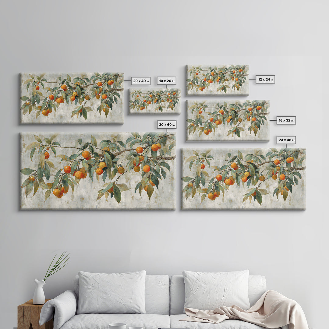 Orange Tree Branch Canvas Print, Patio Art, Textured Painting, Patio Decor, Fine Art, Outdoor, Outdoor Wall Art, Western Decor, PAT-2x1-66
