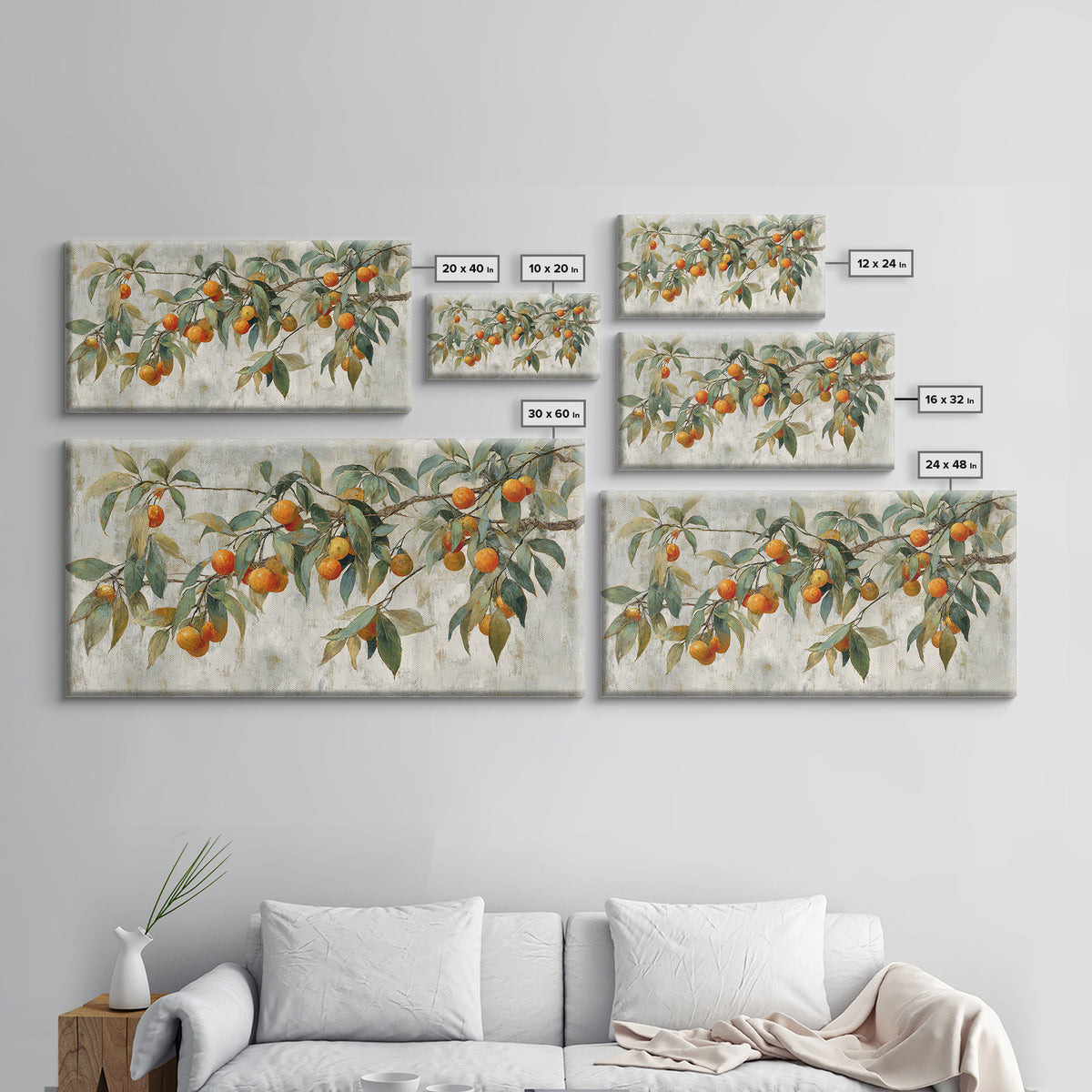 Orange Tree Branch Canvas Print, Patio Art, Textured Painting, Patio Decor, Fine Art, Outdoor, Outdoor Wall Art, Western Decor, PAT-2x1-66