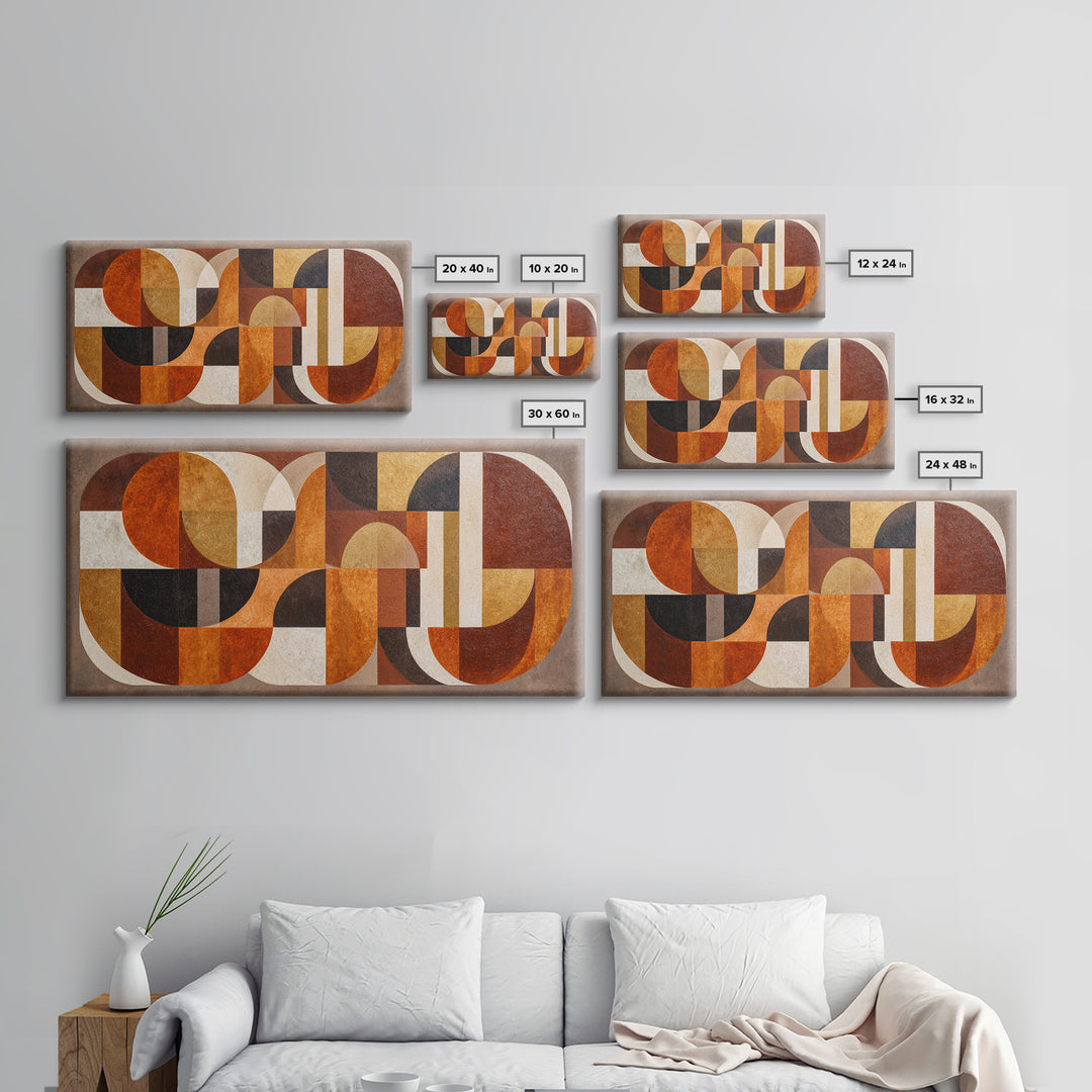 Warm Geometric Tile Pattern Canvas Print, Patio Art, Garden Art, Patio Decor, Abstract Art, Outdoor, Beach House Decor, PAT-2x1-68