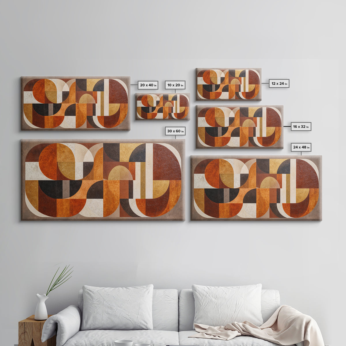 Warm Geometric Tile Pattern Canvas Print, Patio Art, Garden Art, Patio Decor, Abstract Art, Outdoor, Beach House Decor, PAT-2x1-68