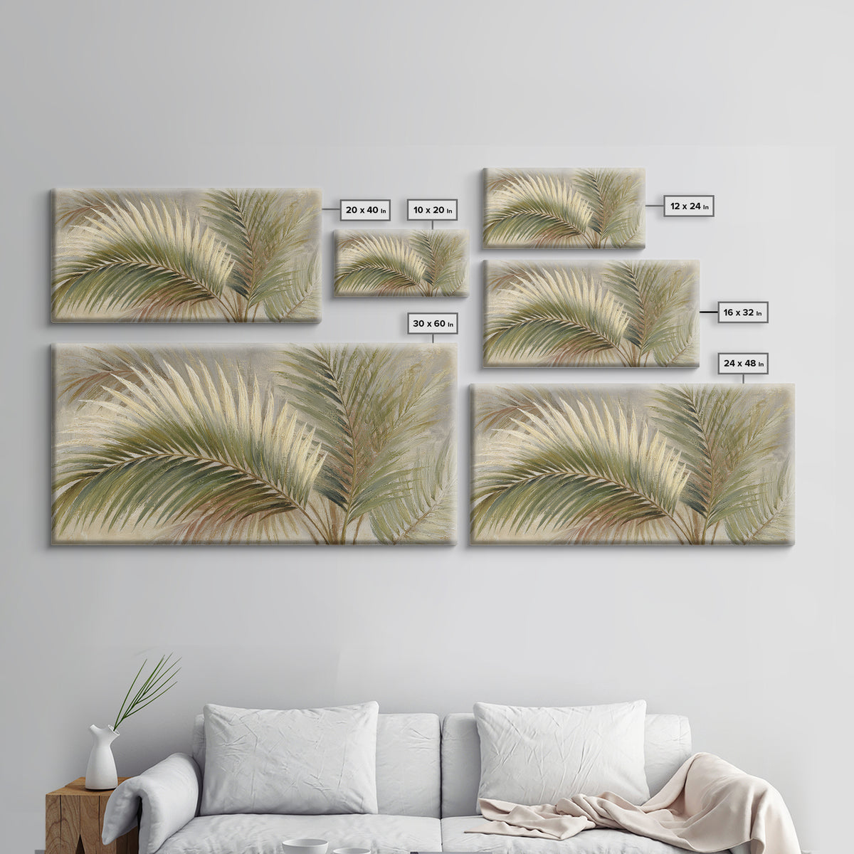 Tropical Palm Fronds Canvas Print, Patio Art, Metal Art, Patio Decor, Outdoor, Patio Cushions, Yard Decor, Mixed Media Art, PAT-2x1-69