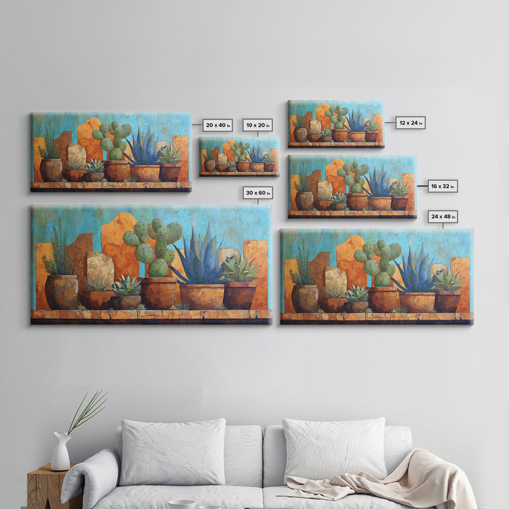 Cactus and Agave Framed Canvas Print, Patio Art, Outdoor Wall Art, Patio Decor, Fine Art, Outdoor, Porch Decor, Floral Art, PAT-2x1-72