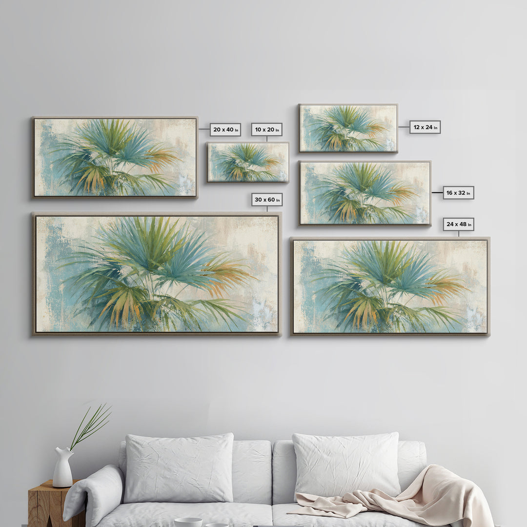 Tropical Palm Fronds Canvas Print, Patio Art, Metal Art, Patio Decor, Outdoor, Patio Cushions, Yard Decor, Mixed Media Art, PAT-2x1-93