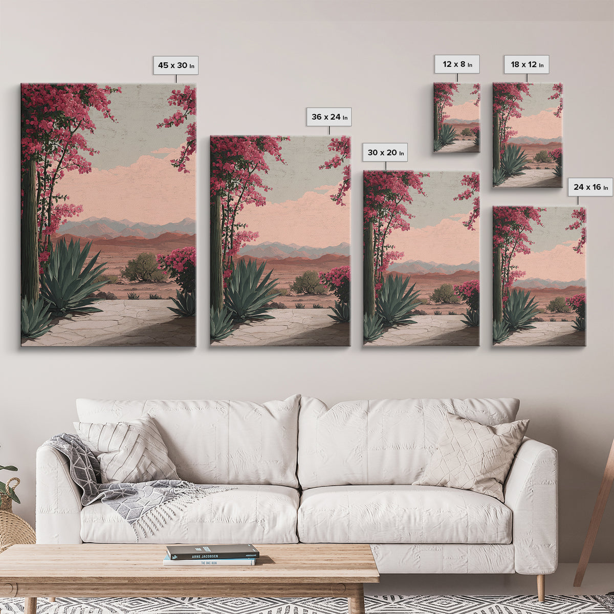 Desert Patio Agave and Bougainvillea Framed Canvas Print, Patio Art, Wall Art, Patio Decor, Oil Painting, Outdoor, PAT-2x3-1