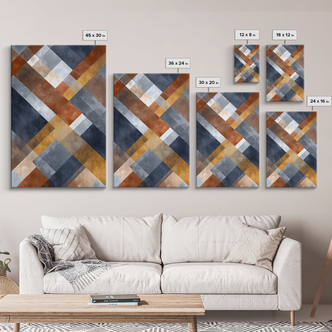 Warm Geometric Tile Pattern Canvas Print, Patio Art, Mixed Media Art, Patio Decor, Abstract Art, Outdoor, Art Print, Room Decor, PAT-2x3-32
