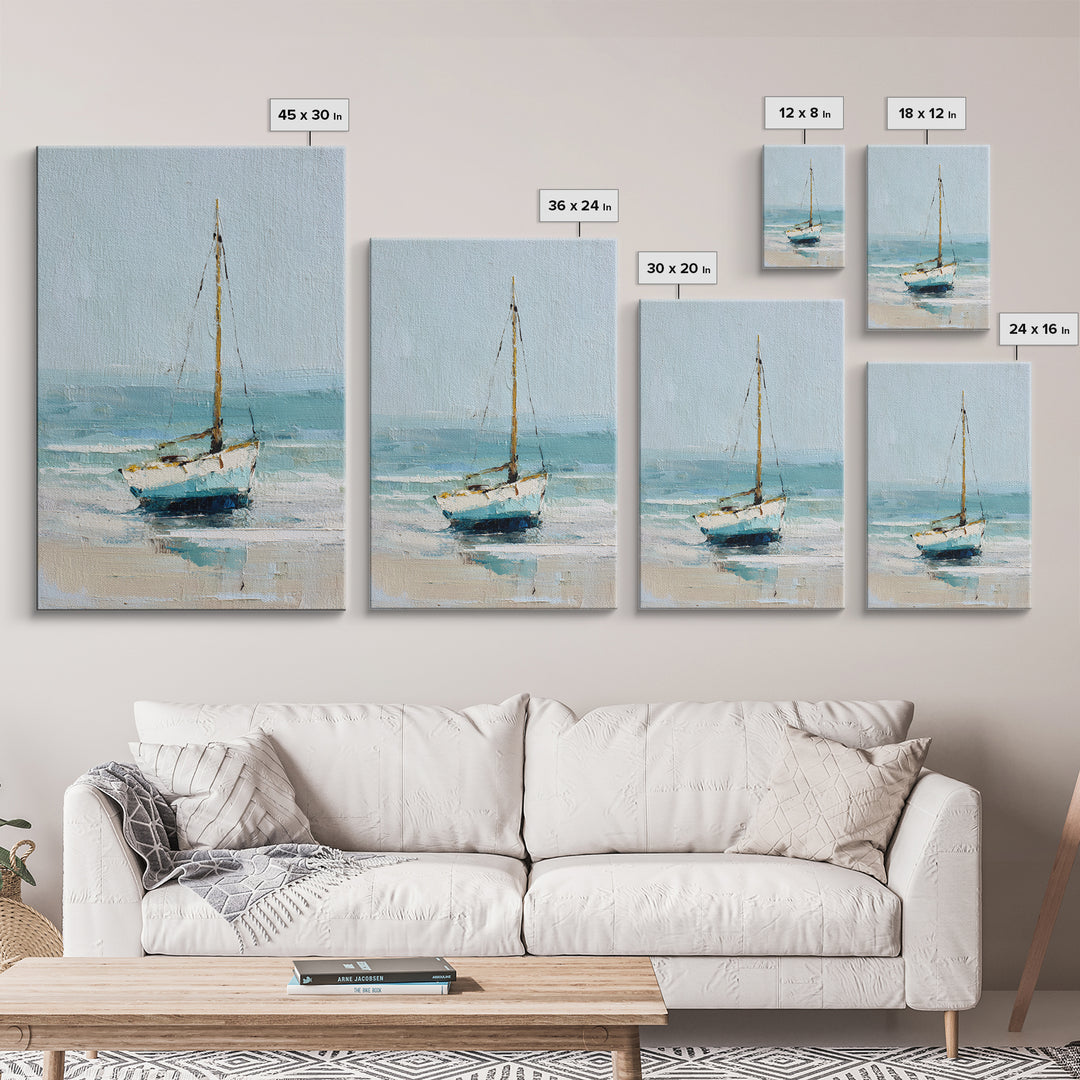 Sailboat on a Breezy Summer Horizon Framed Canvas Print, Patio Art, Wall Art, Patio Decor, Outdoor, Outdoor Wall Decor, PAT-2x3-47
