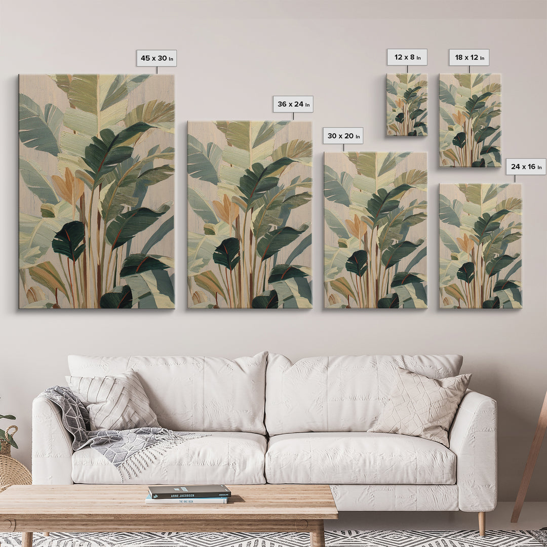 Tropical Palm Fronds Canvas Print, Patio Art, Floral Wall Art, Patio Decor, Oil Painting, Outdoor, Mixed Media Art, PAT-2x3-57