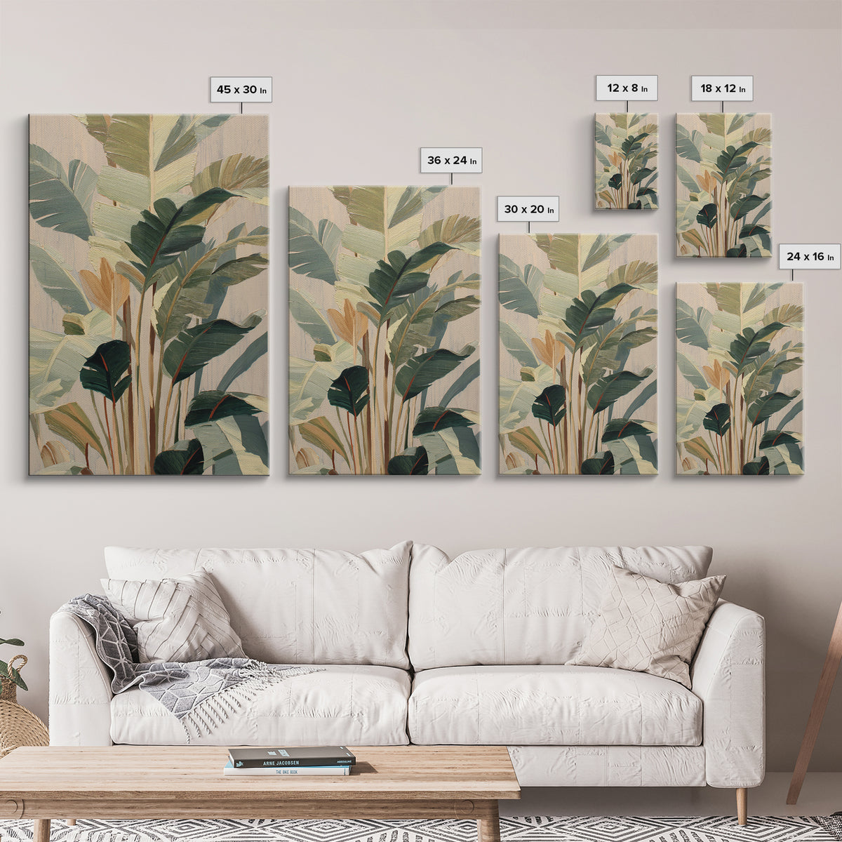 Tropical Palm Fronds Canvas Print, Patio Art, Floral Wall Art, Patio Decor, Oil Painting, Outdoor, Mixed Media Art, PAT-2x3-57