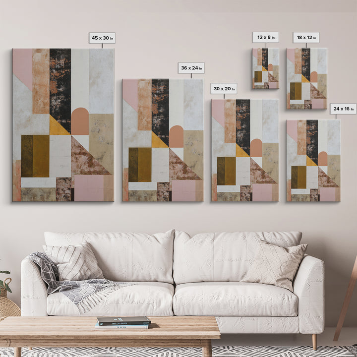 Warm Geometric Tile Pattern Framed Canvas Print, Patio Art, Beach House Decor, Patio Decor, Abstract Art, Outdoor, Modern Decor, PAT-2x3-8