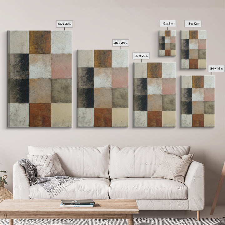 Warm Geometric Tile Pattern Framed Canvas Print, Patio Art, Contemporary Art, Patio Decor, Abstract Art, Outdoor, Metal Art, PAT-2x3-80