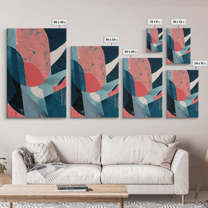 Bright Coral and Turquoise Abstract for Outdoors Framed Canvas Print, Patio Art, Gallery Decor, Patio Decor, Fine Art, Outdoor, PAT-2x3-92